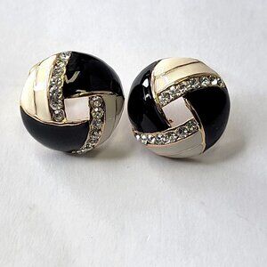 Round Black White Earrings Small Mini Earrings